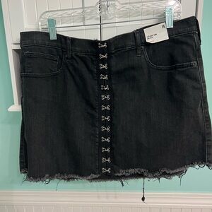 Express Black Frayed Mini Skirt